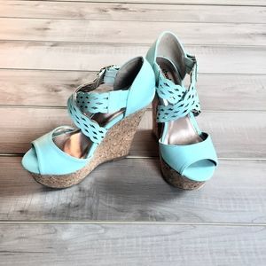 Charlotte Russe turquoise wedges